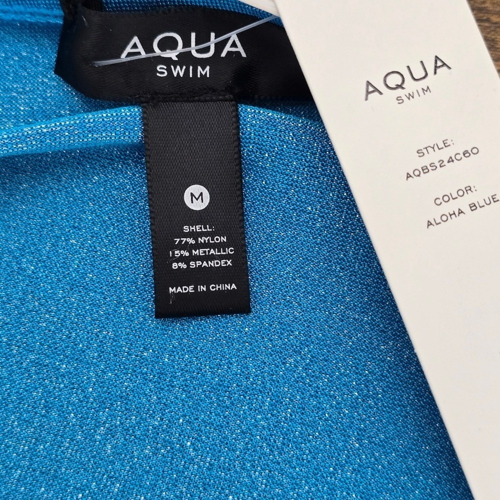 Aqua Blue Shimmer Sparkle Wrap Mini Skirt Swimsuit Cover Up Size Medium - Picture 7 of 8